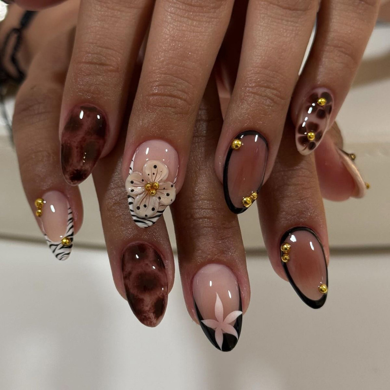 Nail Art Zebra - 24 adet fransız zebra baskı takma