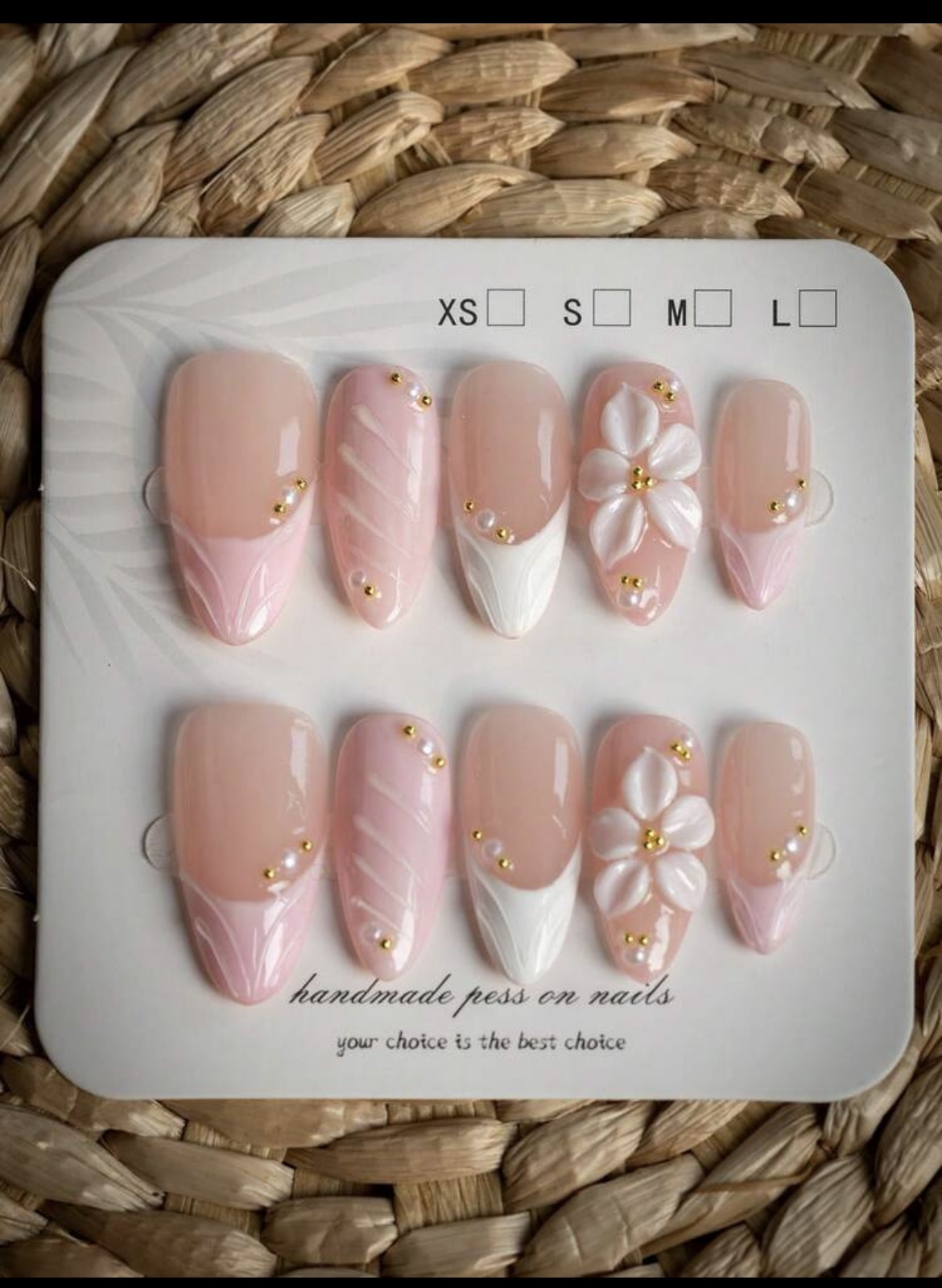 Nail Art Wedding - 10 Adet Badem Şeklinde El Yapımı