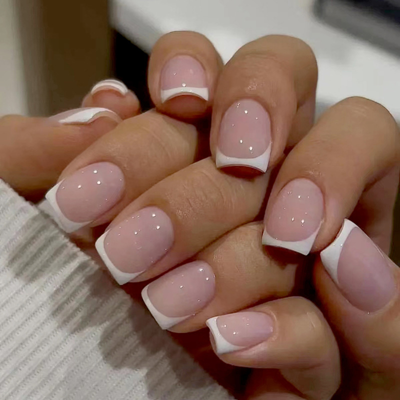 Nail Art Wedding - Kısa Kare Takma Tırnaklar Ten Rengi