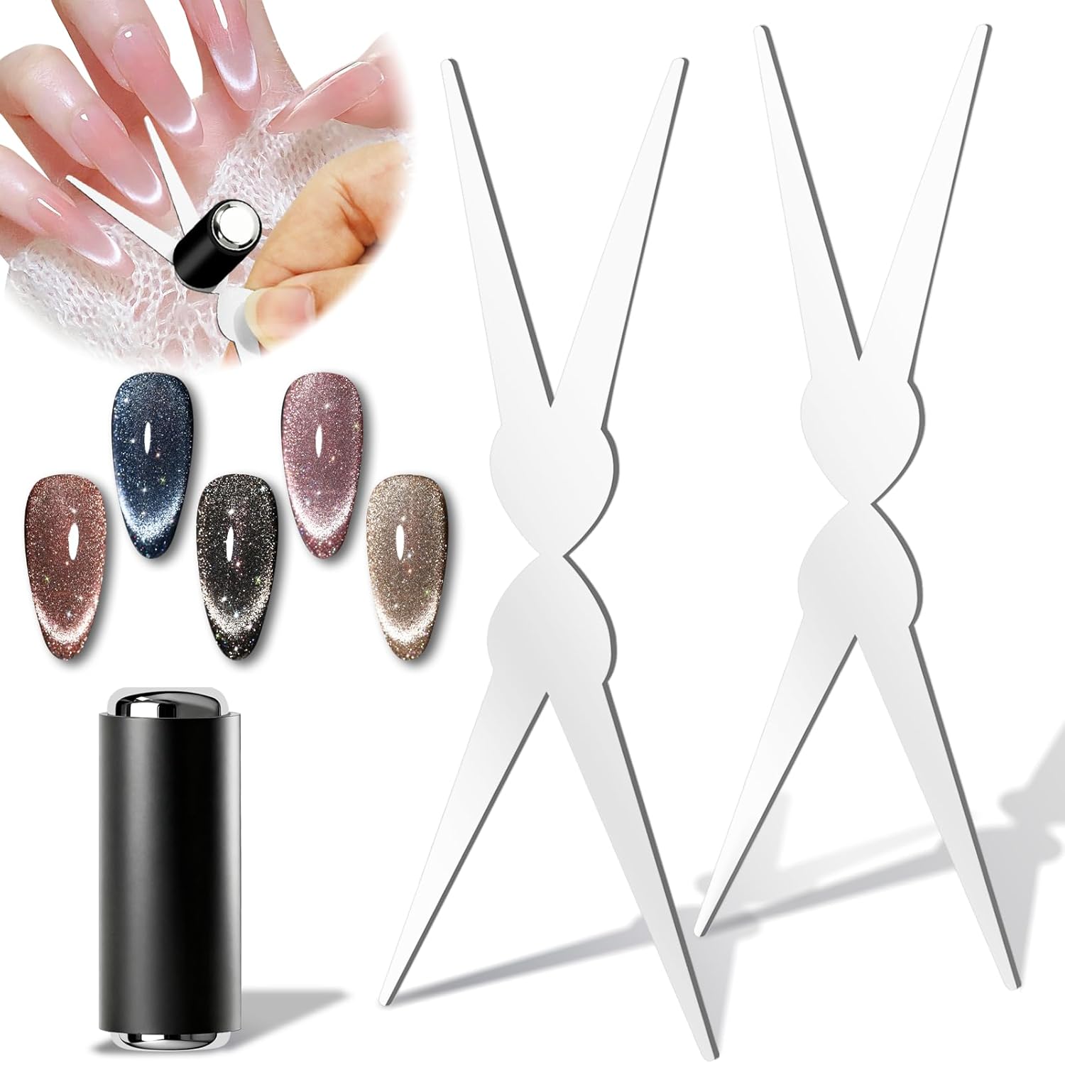 Nail Gel Polish Set - 3D Kedi Gözü Mıknatıs Çift Başlı