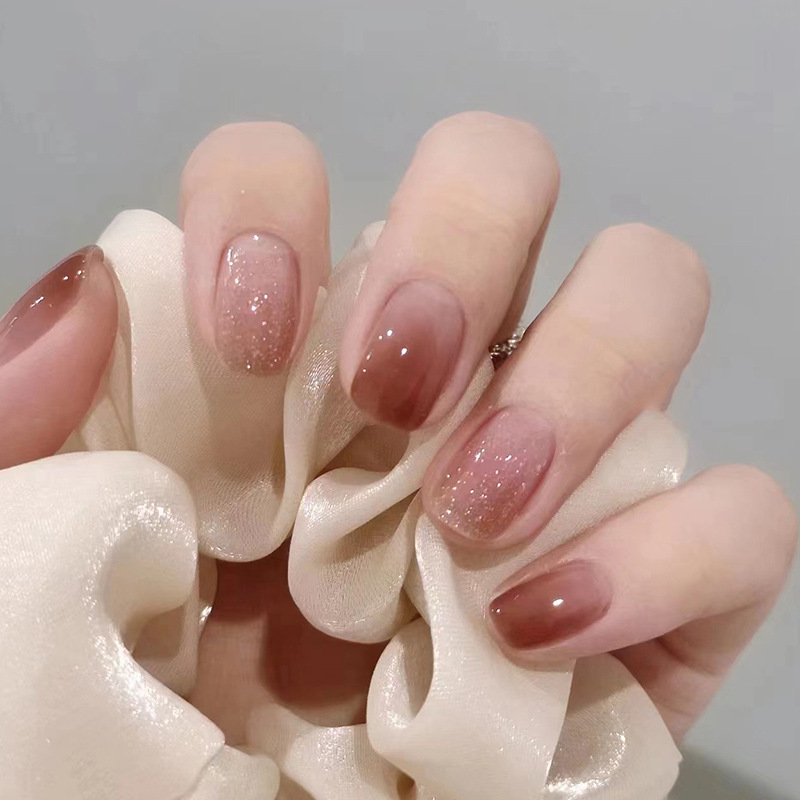 Nail Art Wedding - 24 adet parlak pembe degrade renk