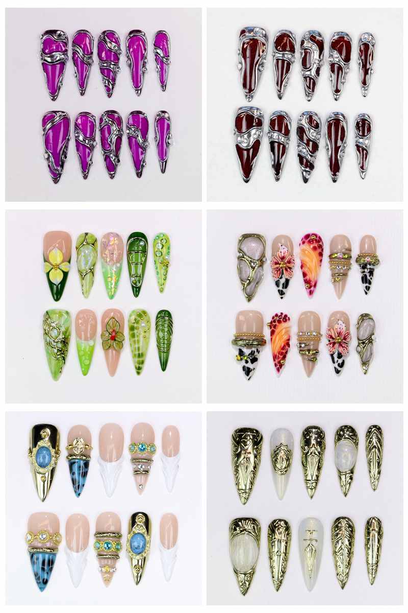 Nail Art Wedding - 10 Adet Uzun Stiletto Takma Tırnak