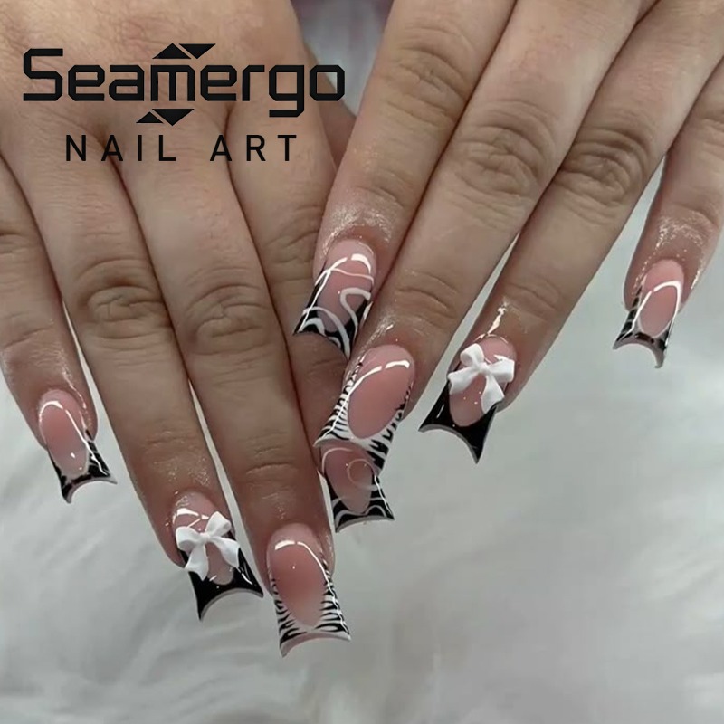 Nail Art Zebra - 24 Adet Basit Siyah Ördek Gagası
