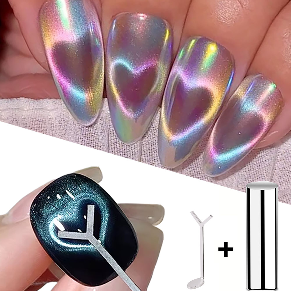 Nail Gel Polish Set - 1/2/3/4 adet Y-Şekilli Kalp Kedi Gözü