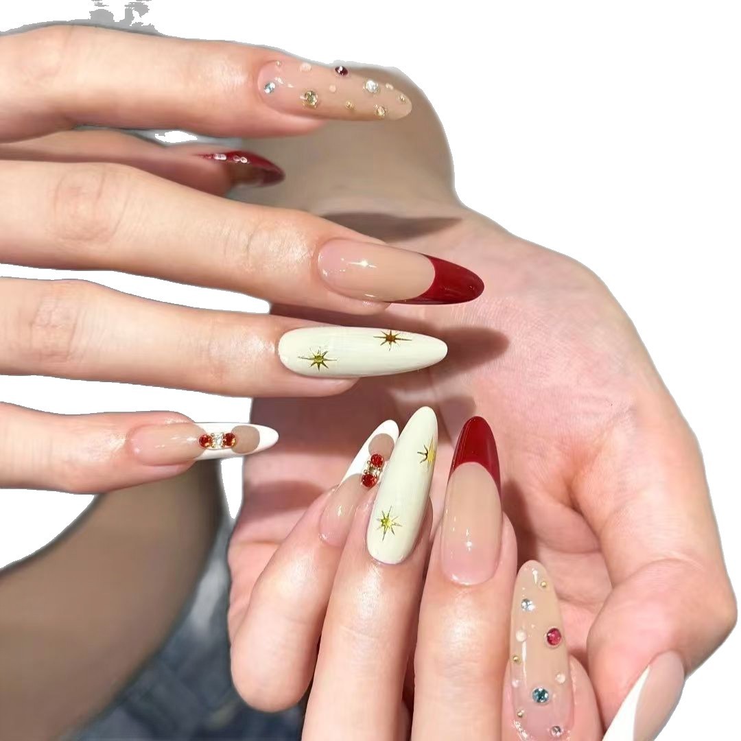 10 Adet El Yapımı Uzun Oval Ta - Nail Art Red Wine incelemesi ve fiyatı
