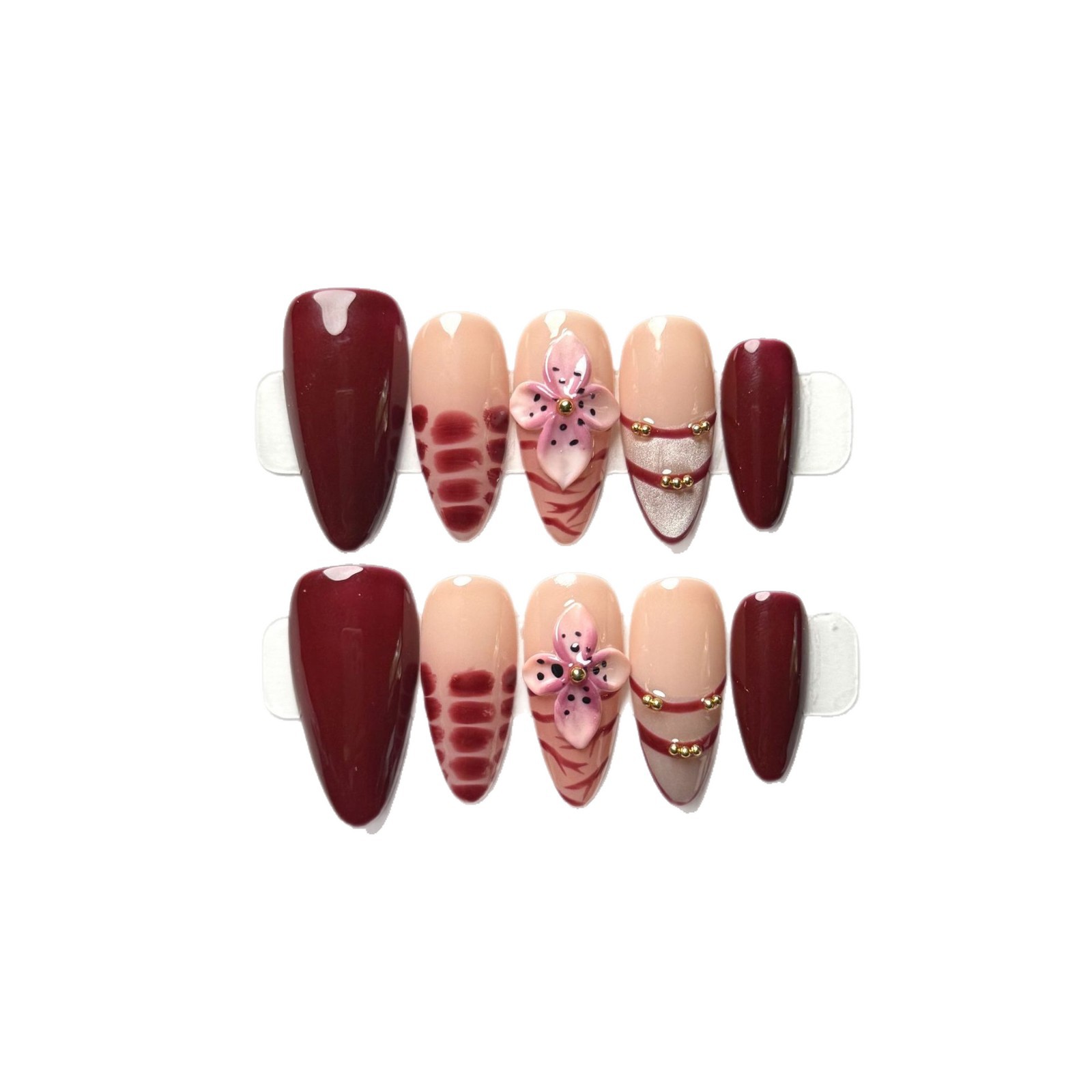 10 adet El Yapımı Badem Şeklin - Nail Art Red Wine incelemesi ve fiyatı