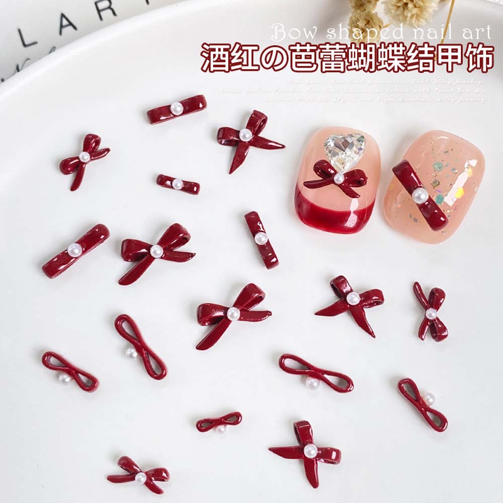 10 adet yeni yıl yay tırnak sa - Nail Art Red Wine incelemesi ve fiyatı