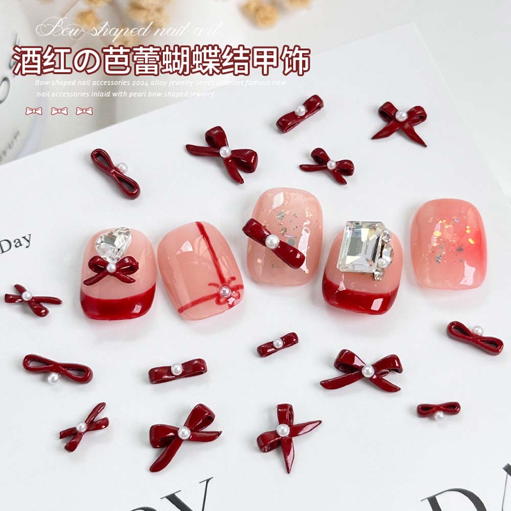 10 adet yeni yıl yay tırnak sa - Nail Art Red Wine incelemesi ve fiyatı