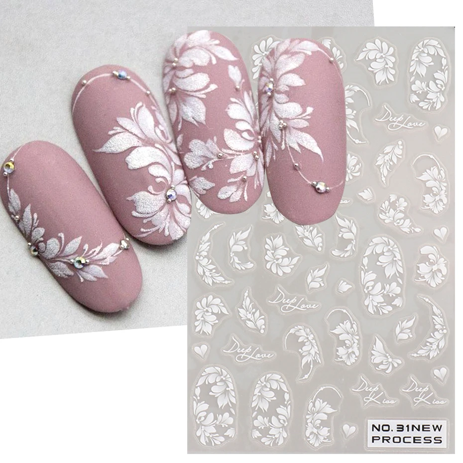 Beyaz Dantel Çiçek Nail Art Et - Nail Art Simple Elegant incelemesi ve fiyatı