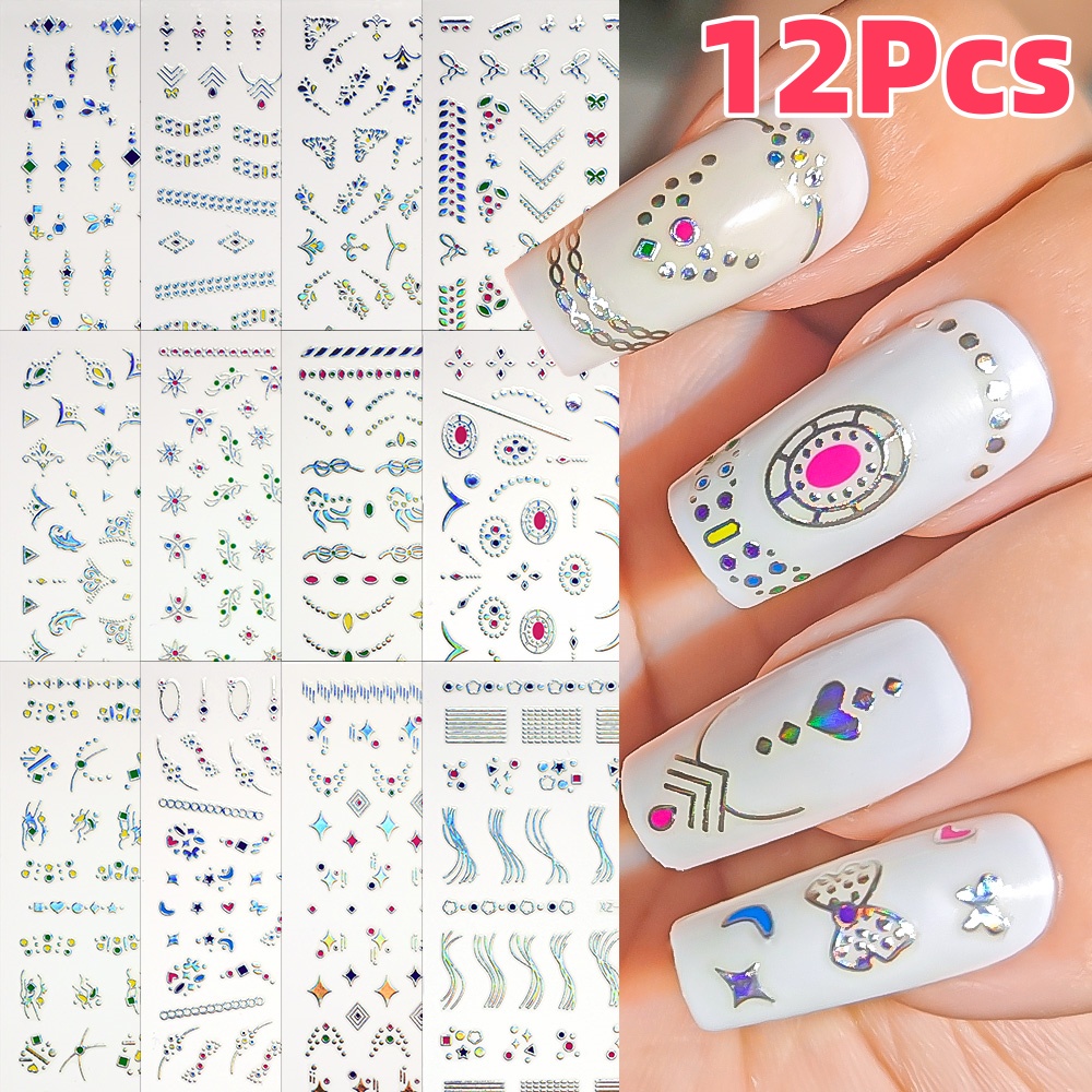 12 adet 3D Gümüş Geometri Çizg - Nail Art Simple Elegant incelemesi ve fiyatı