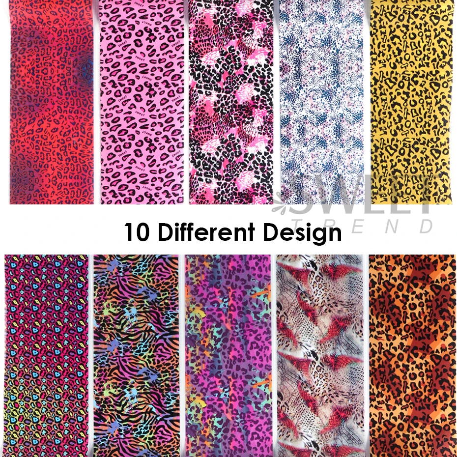 10 adet Renkli Leopar Baskı Tı - Nail Art Zebra incelemesi ve fiyatı