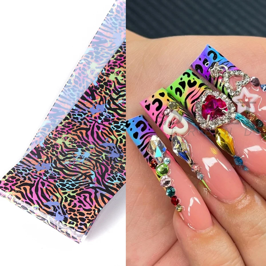 10 adet Renkli Leopar Baskı Tı - Nail Art Zebra incelemesi ve fiyatı