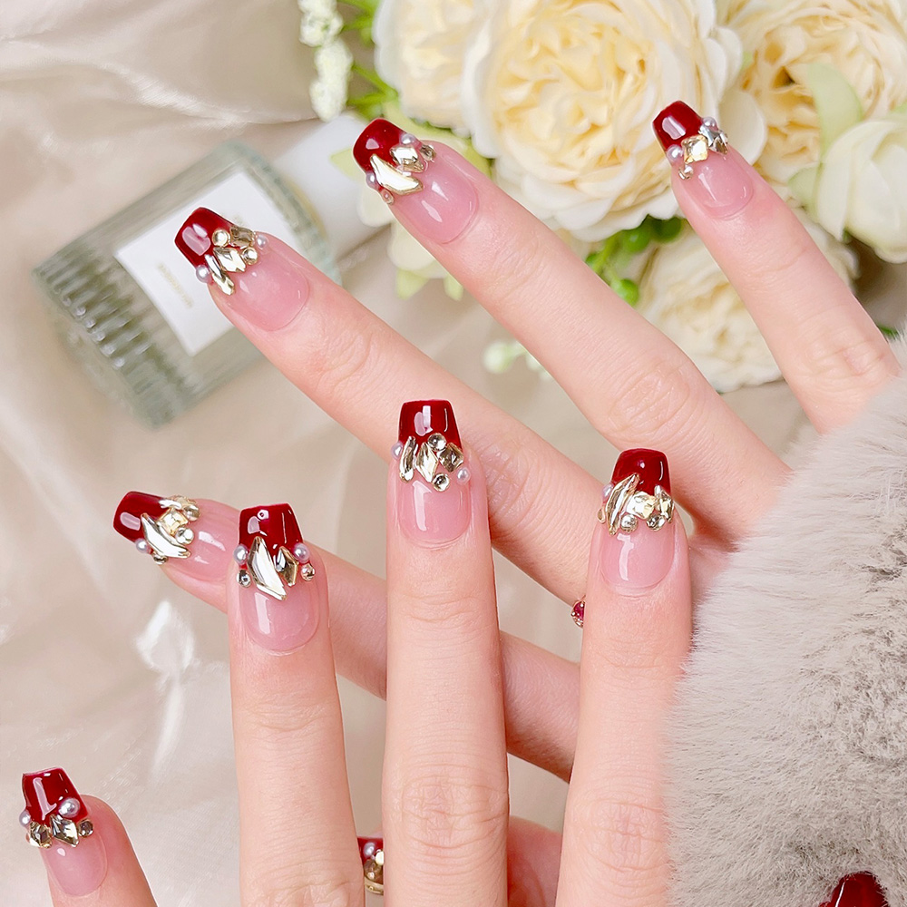 10 adet Kısa Trapez El Yapımı  - Nail Art Red Wine incelemesi ve fiyatı