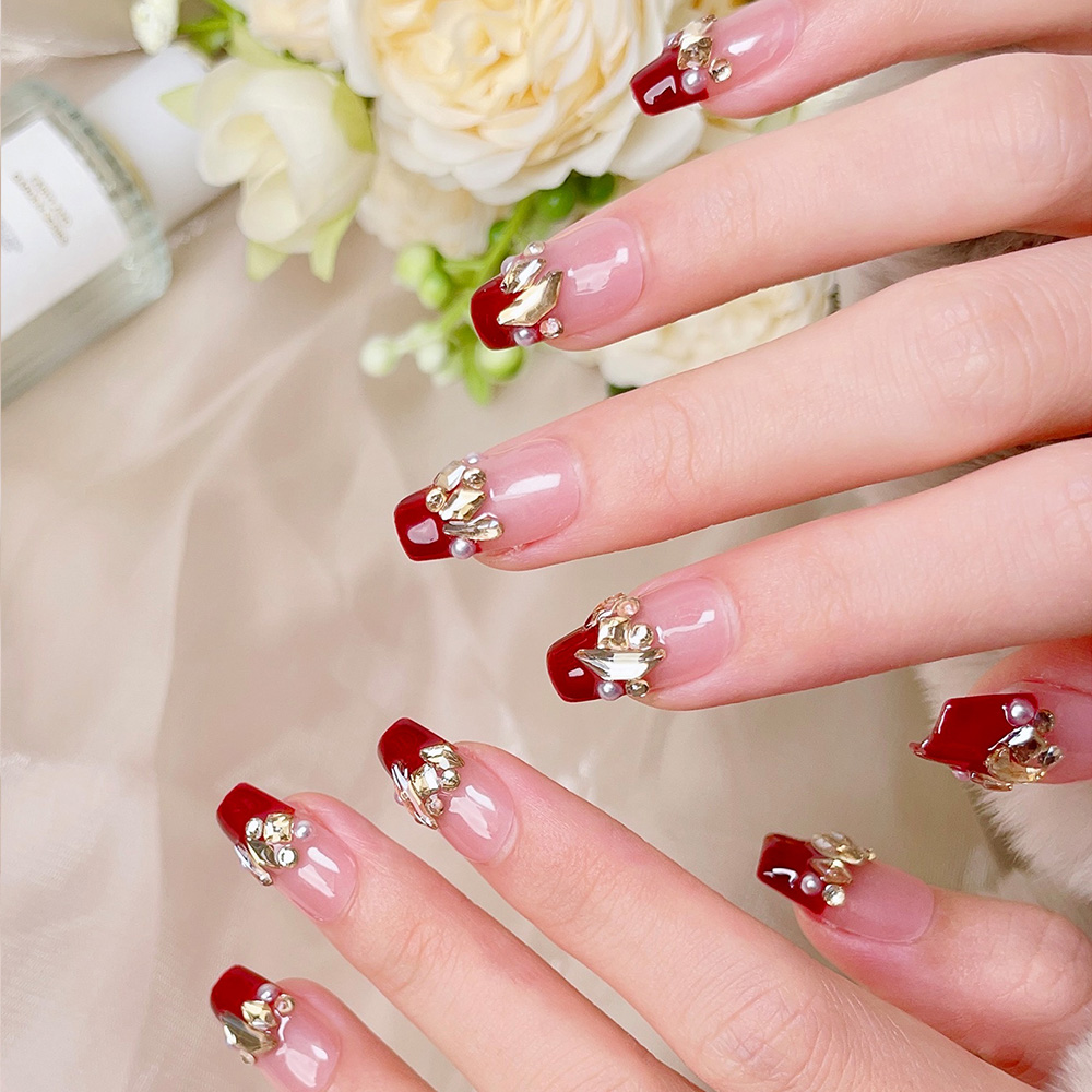 10 adet Kısa Trapez El Yapımı  - Nail Art Red Wine incelemesi ve fiyatı