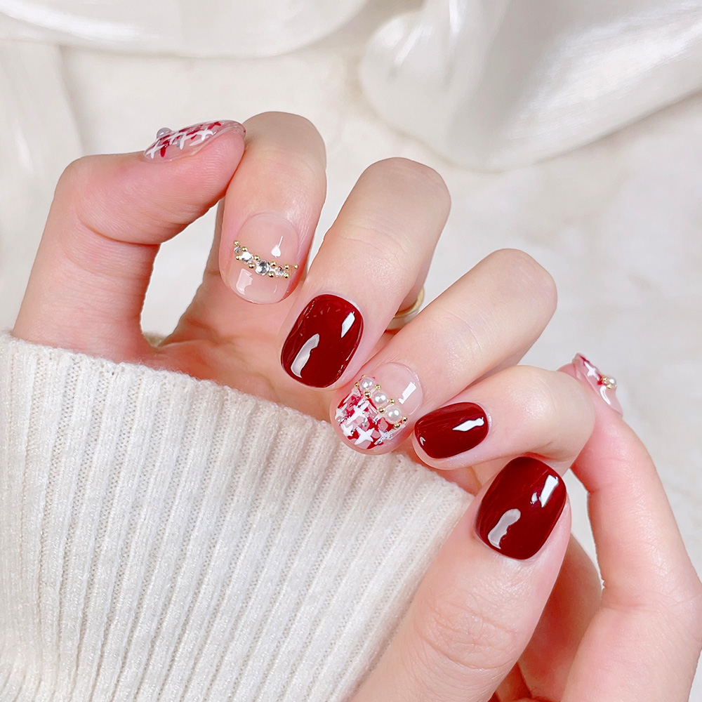 10 adet Kısa Kare Yuvarlak El  - Nail Art Red Wine incelemesi ve fiyatı