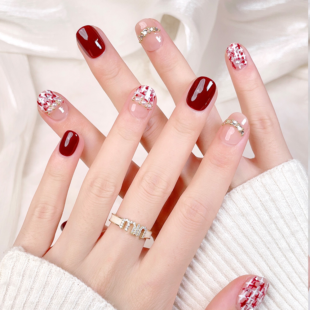 10 adet Kısa Kare Yuvarlak El  - Nail Art Red Wine incelemesi ve fiyatı